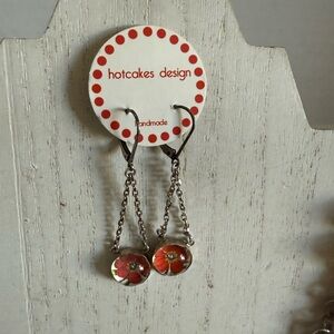 Hotcakes Red Flower Drop Earrings.